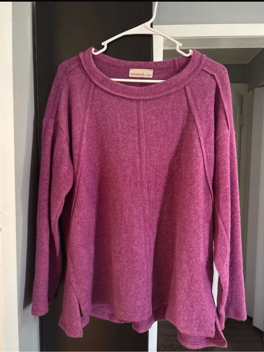 Zenana Hacchi Knit Long-Sleeve Sweater - Magenta